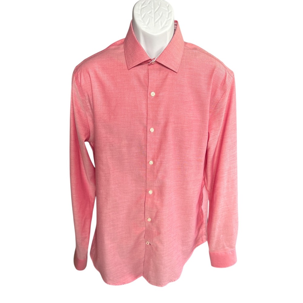 Tommy Hilfiger THFlex Slim Fit Stretch Red Chambray Button-Down Shirt,16.5/34-35